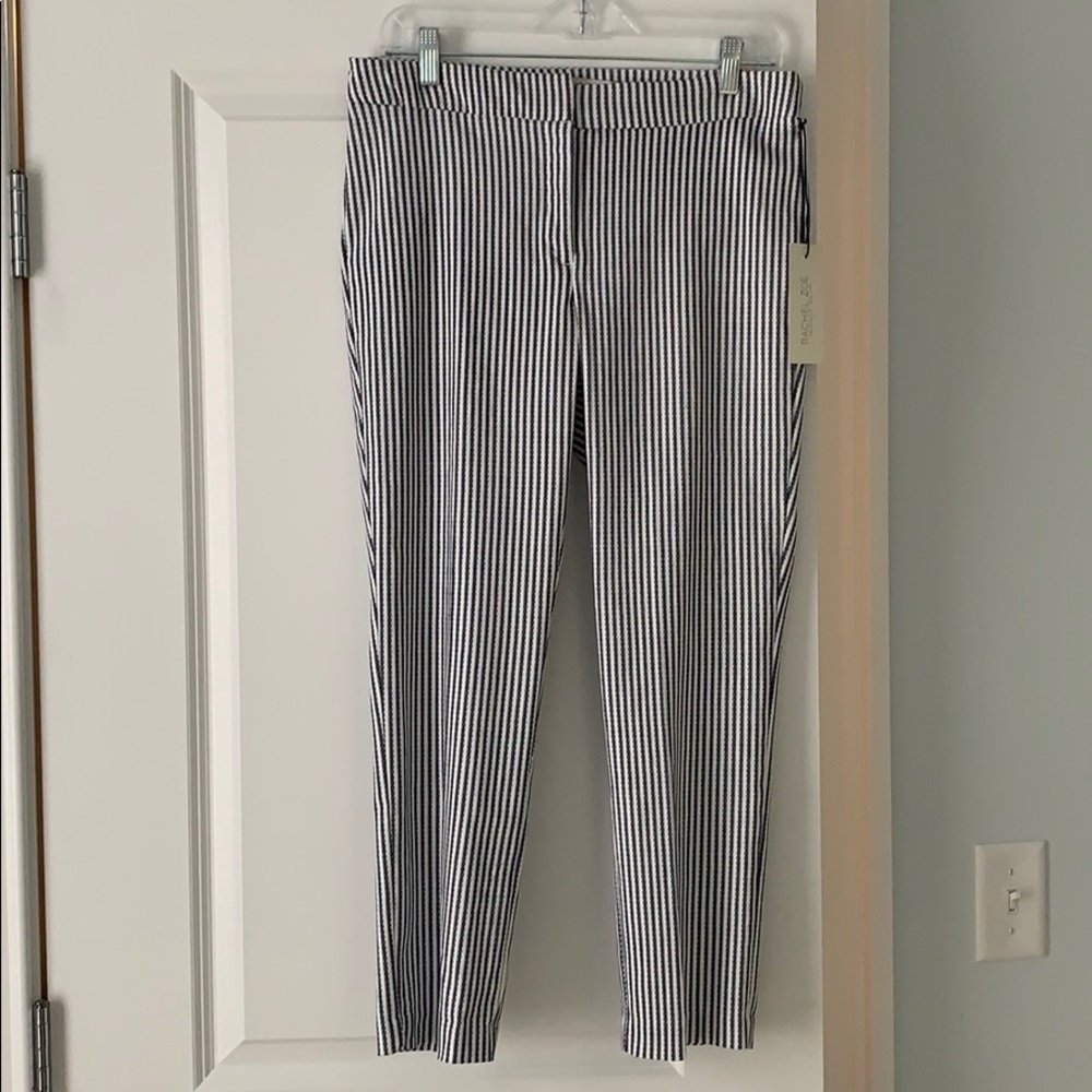 New Rachel Zoe White/Blue pinstripe pant Sz 8